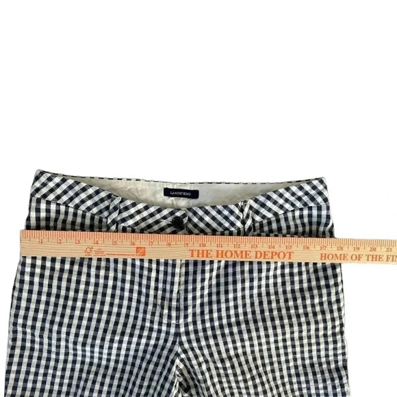 Lands End Gingham Pant Womens Navy White Straight Leg Size 10 - Picture 5 of 8